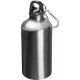 Trinkflasche aus Metall mit Karabinerhaken, 500ml, silbergrau