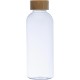 PET Trinkflasche mit Bambusdeckel, 600ml, transparent