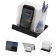 Smartphone of tablethouder met memobox - transparant/zwart