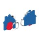 Winkelwagenmuntje 1-Euro in houder huis - rood/blauw