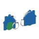 Winkelwagenmuntje 1-Euro in houder huis - groen/blauw