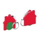 Winkelwagenmuntje 1-Euro in houder huis - groen/rood