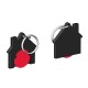 Winkelwagenmuntje 1-Euro in houder huis - rood/zwart