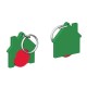 Winkelwagenmuntje 1-Euro in houder huis - rood/groen