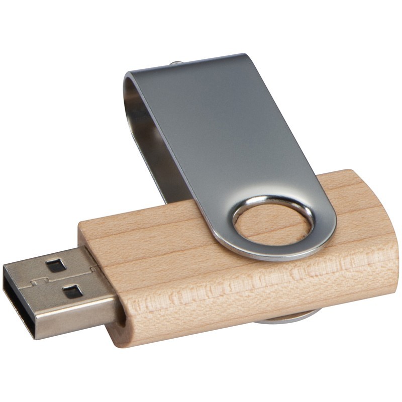 USB-Stick Twist mit Holzkörper hell