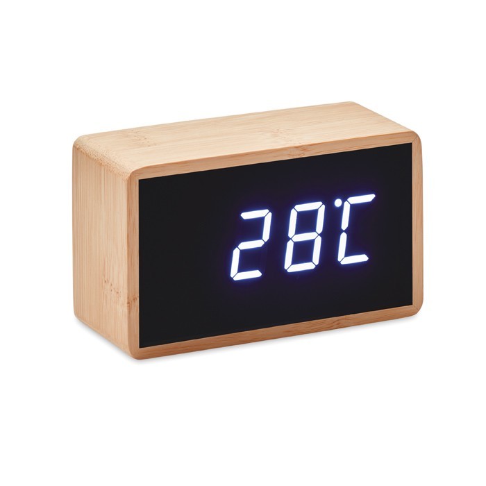 LED Tisch Uhr Bambus MIRI CLOCK bedruckt als Werbeartikel 1685516452