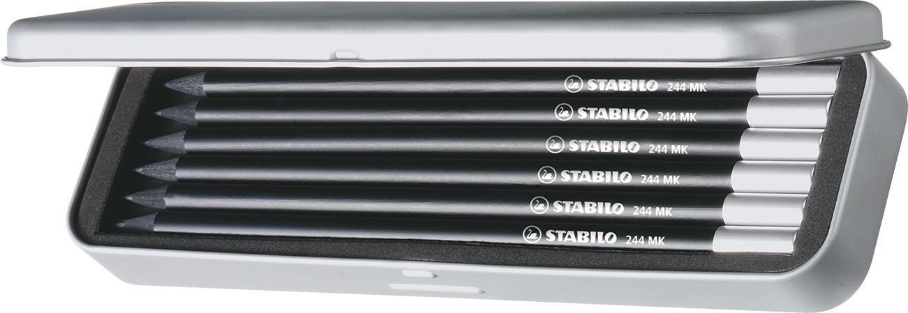 STABILO Grafitstift 12er-Set, schwarz/silber