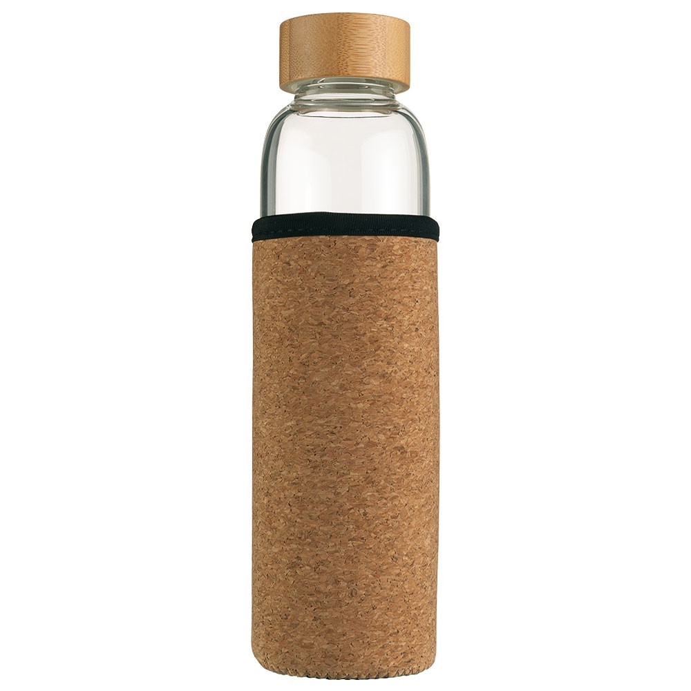 Vanilla Season® INDAUR Trinkflasche aus Borosilikatglas mit Schutzhülle  bedruckt als Werbeartikel 9182511898