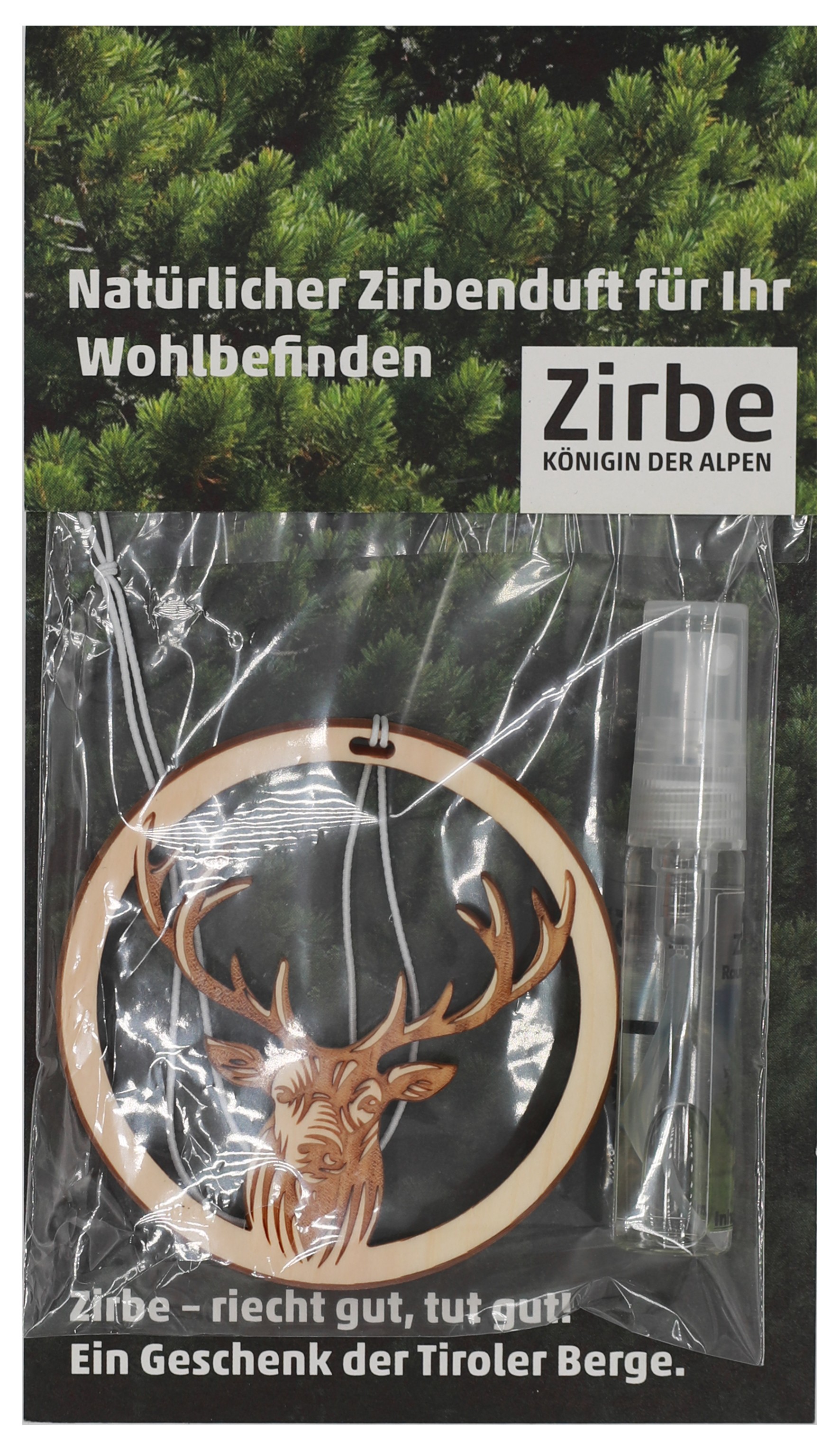 Zirbenduft mit Refresher Zirbenduft, Wunderbaum bedruckt als Werbeartikel  9327530689