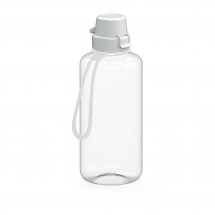 Trinkflasche School klar-transparent inkl. Strap 1,0 l - transparent/weiß