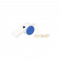 Trillerpfeife "Sport" mit Kordel, duo-colour, weiß/blau