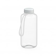 Trinkflasche Refresh klar-transparent inkl. Strap, 1,0 l - transparent/weiß