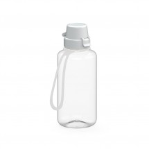 Trinkflasche School klar-transparent inkl. Strap 0,7 l - transparent/weiß