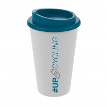 Kaffeebecher "Premium", upcycling, weiß/ocean