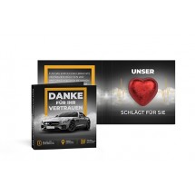 Werbekarte mit Lindt Schokoladen Herzl 5 g | 5 g | rot | 4c Euroskala