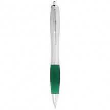 Nash Kugelschreiber silber mit farbigem Griff - grün/silber