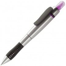 Kugelschreiber mit Textmarker - Silber / Rosé