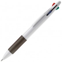 Kugelschreiber mit 4 Schreibfarben - Weiss / Schwarz