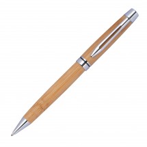 Kugelschreiber aus Holz mit Applikationen aus Metall, beige