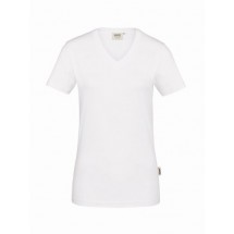 Damen-V-Shirt Stretch-weiß