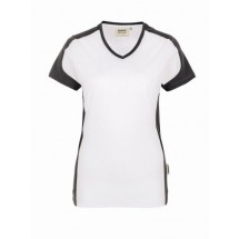 Damen-V-Shirt Contrast Performance-weiß/anthrazit