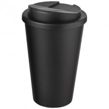 Americano® recycelter Isolierbecher 350 ml mit auslaufsicherem Schraubverschluss - schwarz