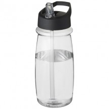 H2O Pulse 600 ml Sportflasche mit Ausgussdeckel - transparent/schwarz