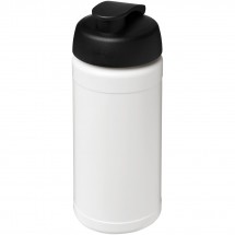 Baseline® Plus 500 ml Sportflasche mit Klappdeckel - weiss/schwarz