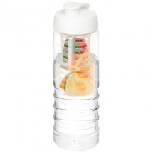 H2O Treble 750 ml Flasche mit Klappdeckel und Infusor- transparent/weiss