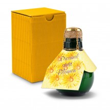 Kleinste Sektflasche der Welt! Diesmal statt Blumen - Geschenkkarton Gelb