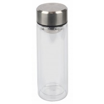 Trinkflasche CHAI doppelwandig - silber/transparent