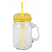 Retro Trinkglas SUMMER DRINK - gelb/transparent