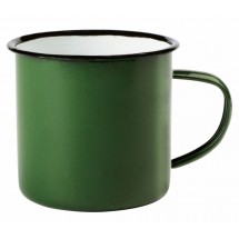 Emaille Becher RETRO CUP - grün/weiß