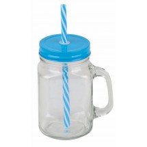 Retro Trinkglas SUMMER DRINK - blau/transparent