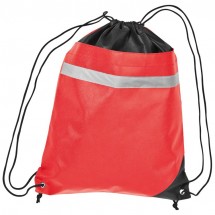 Non-Woven Gym-Bag mit reflektierendem Streifen - rot