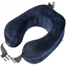Nackenkissen aus Plüsch mit breitem Verschlussband - dunkelblau