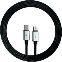 2-in-1 Micro / Type C cable Textil - schwarz