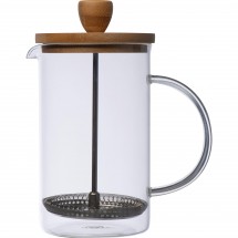 Kaffee- oder Teezubereiter aus Glas mit Bambusdeckel, transparent