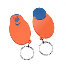 Chiphalter mit 1 Euro-Chip Smiley m. Schlüsselring - blau/orange