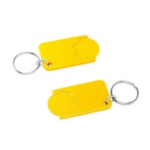 Chiphalter mit 1 Euro-Chip mit Schlüsselring - gelb/gelb