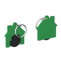 Chiphalter mit 1 Euro-Chip Haus m. Schlüsselring - schwarz/grün