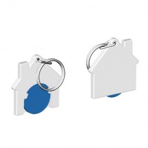 Chiphalter mit 1 Euro-Chip Haus m. Schlüsselring - blau/weiß
