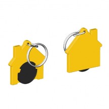 Chiphalter mit 1 Euro-Chip Haus m. Schlüsselring - schwarz/gelb