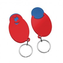 Chiphalter mit 1 Euro-Chip Smiley m. Schlüsselring - blau/rot
