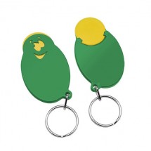 Chiphalter mit 1 Euro-Chip Smiley m. Schlüsselring - gelb/grün