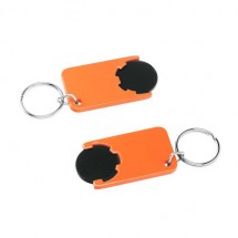 Chiphalter mit 1 Euro-Chip mit Schlüsselring - schwarz/orange