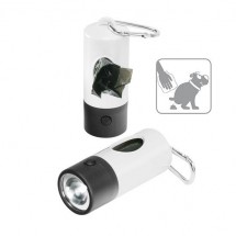 Gassi-Taschenlampe, 1 LED (weiß) - weiß/schwarz