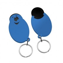 Chiphalter mit 1 Euro-Chip Smiley m. Schlüsselring - schwarz/blau