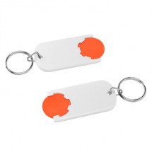 Chiphalter mit 1 Euro-Chip mit Schlüsselring - orange/weiß