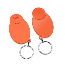 Chiphalter mit 1 Euro-Chip Smiley m. Schlüsselring - orange/orange